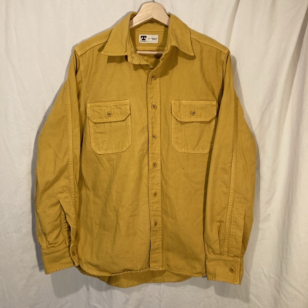 TELLASON Men Clampdown Canvas Work Shirt Mustard Yellow M Cotton Made in USA